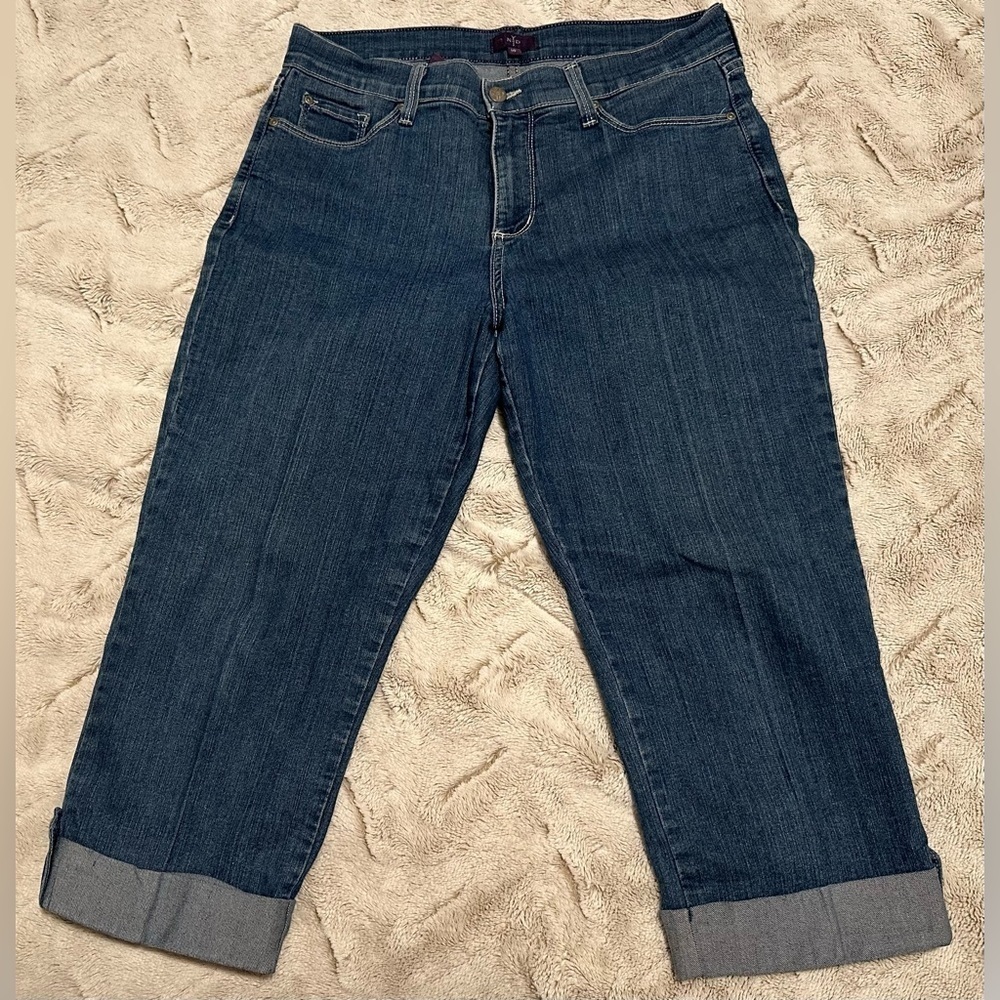 Nydj Marilyn Crop Cuffed Rhinestone Hem Size 10